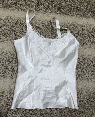 Unbranded White Lace Trim Satin Camisole
