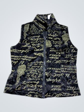 Black Embroidered Velvet Waistcoat
