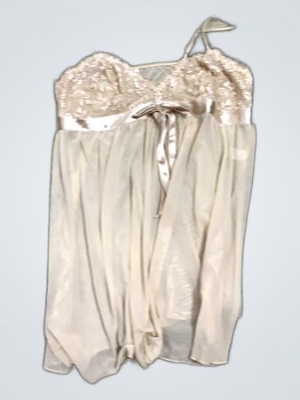 Sheer Beige Chemise with Lace Top