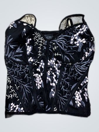Black Floral Embroidered Lace Camisole Top