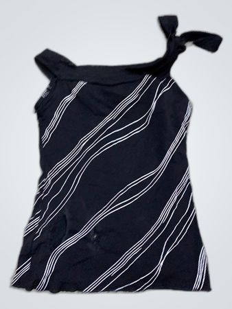 Black Striped One-Shoulder Tank Top