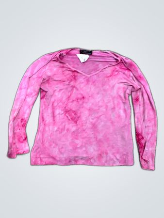 Zara Pink Tie-Dye Long Sleeve V-Neck Top