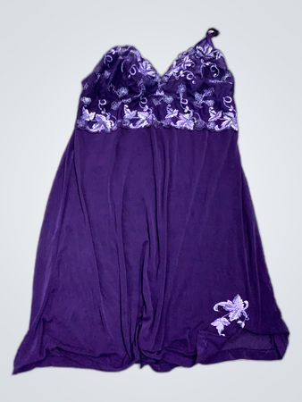 Purple Lace Trim Slip Dress