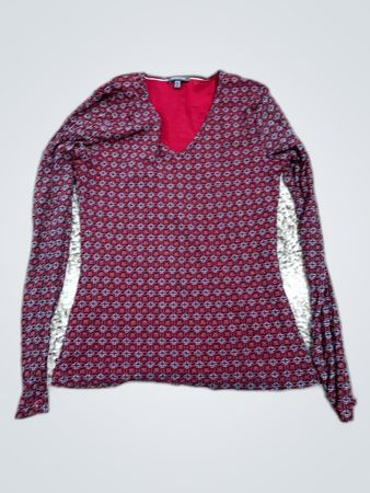 American Eagle Printed Long-Sleeve V-Neck Blouse