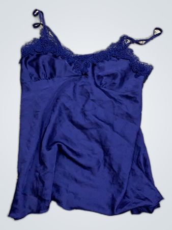Unbranded Blue Lace Trim Satin Camisole