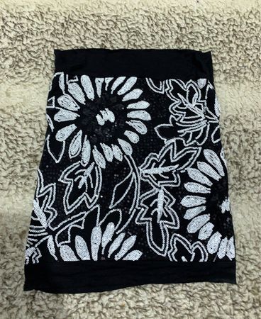 Unbranded Black Sequin Floral Tube Top