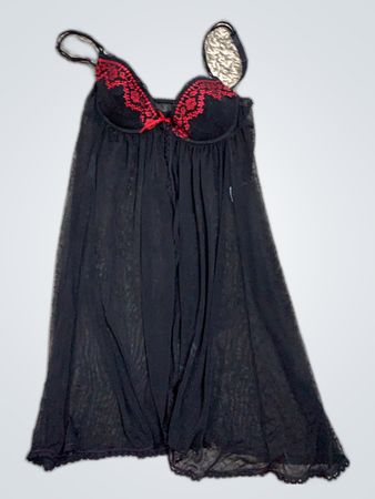 Unbranded Black Lace Trim Slip Dress