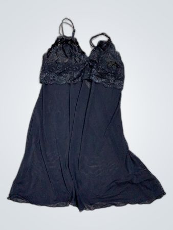 Black Lace Trim Slip Dress