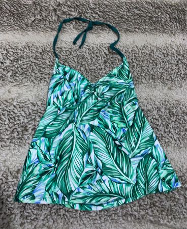 Leaf Print Halter Crop Top