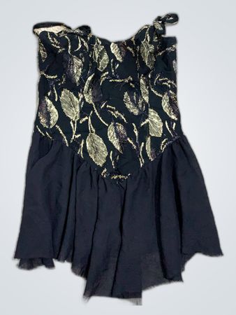 Black Gold Embroidered Mini Dress