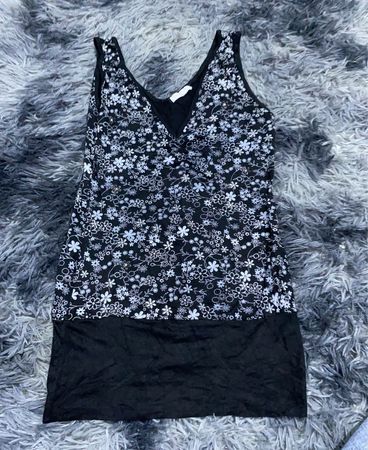 Black Floral Tank Top
