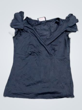 Black Ruffle Shoulder Blouse