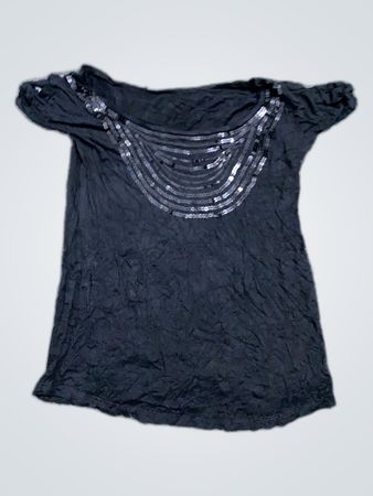 Black Sequin Off-Shoulder Blouse