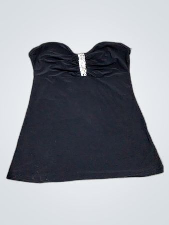 Black Strapless Embellished Tank Top