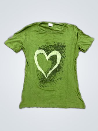 Green Printed Heart T-Shirt