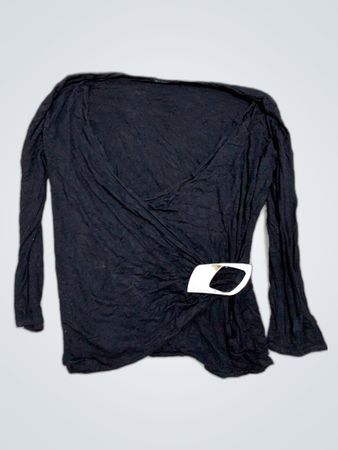 Black Wrap Long Sleeve Top