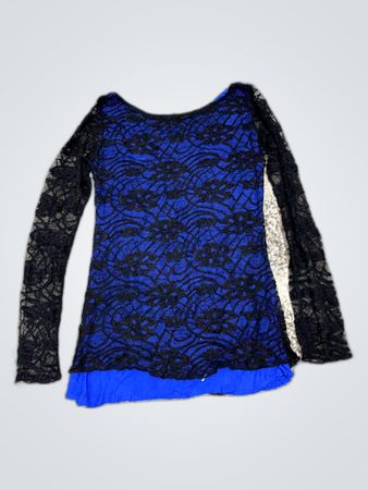 Blue Lace Long Sleeve Blouse