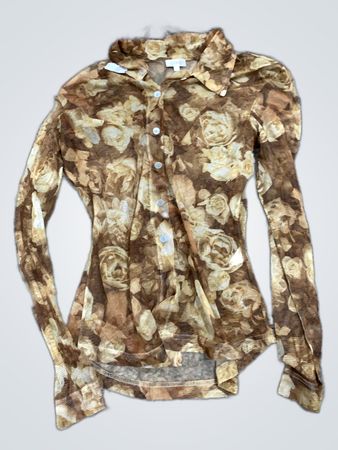 Brown Floral Long-Sleeve Shirt