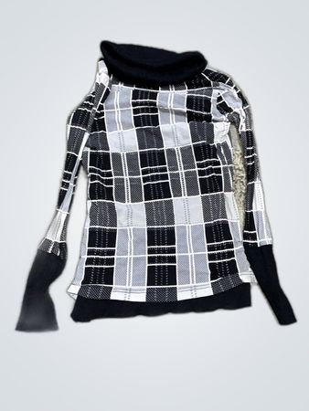 Plaid Turtleneck Knit Sweater