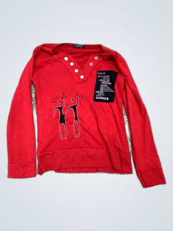 Red Long-Sleeve Shirt with Graphic