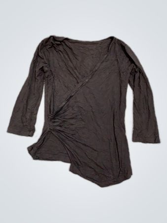 Black Wrap Long Sleeve Blouse