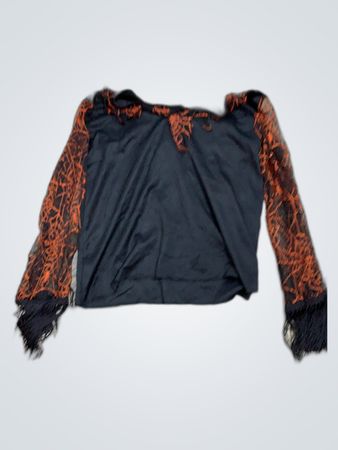 Black Top with Orange and Black Sleeves