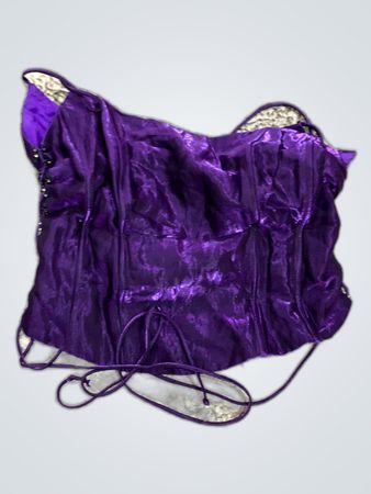 Purple Satin Lace-Up Corset Top