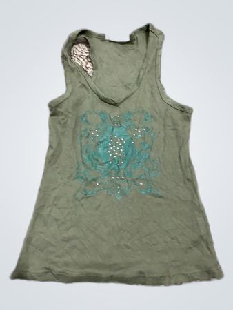 Unbranded Olive Green Graphic Tank Top