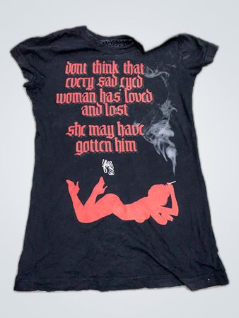 Black Graphic T-Shirt with Quote and Silhouette