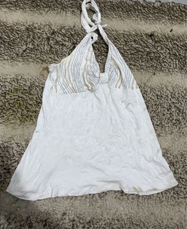 Zara White Striped Halter Camisole