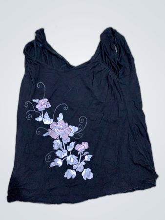 Unbranded Black Floral Embroidered Tank Top