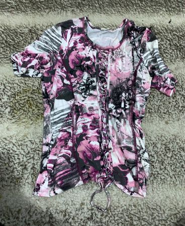 Unbranded Printed Floral Lace-Up Blouse