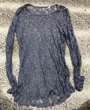 Zara Grey Sheer Lace Blouse