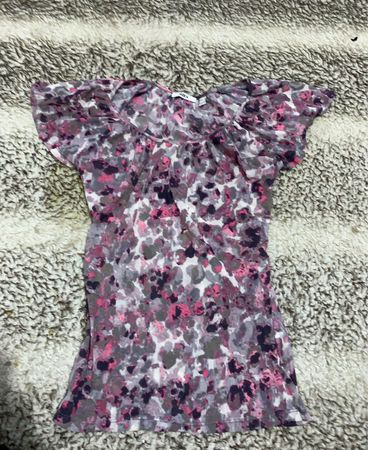 Zara Printed Ruffle Sleeve Blouse