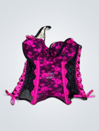 Unbranded Pink Lace-Up Bustier Corset