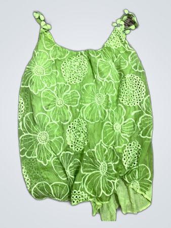 Zara Green Embroidered Sleeveless Blouse