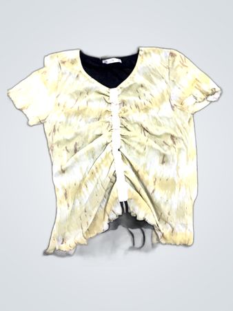 Zara Printed Ruffle Blouse