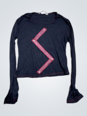 Zara Black Long Sleeve Graphic T-Shirt