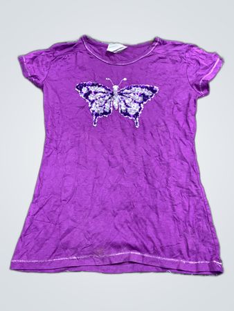 Unbranded Purple Sequined Butterfly Printed T-Shirt