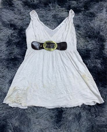 Cool Ice White Belted Mini Dress