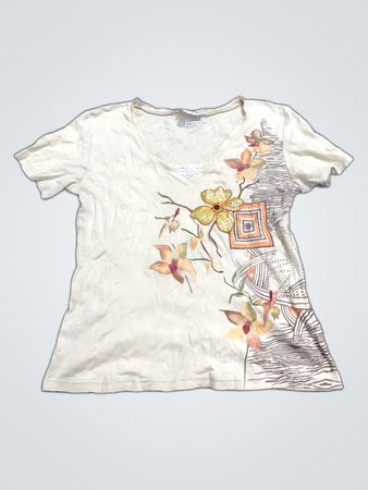 Mango Printed V-Neck T-Shirt