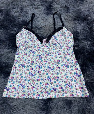 Floral Lace Trim Camisole Top