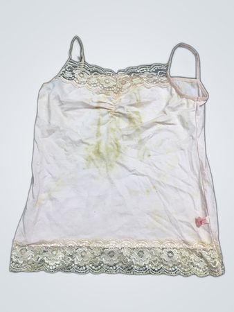 Stained White Lace-Trimmed Camisole