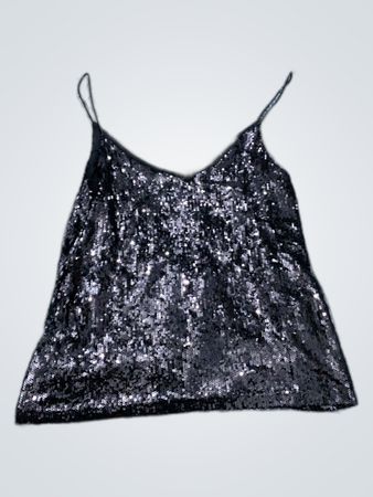 Black Sequined Spaghetti Strap Top