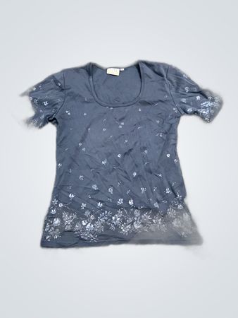Guess Black Sequined Floral Blouse