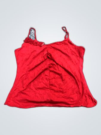 Red Lace Trim Camisole Top