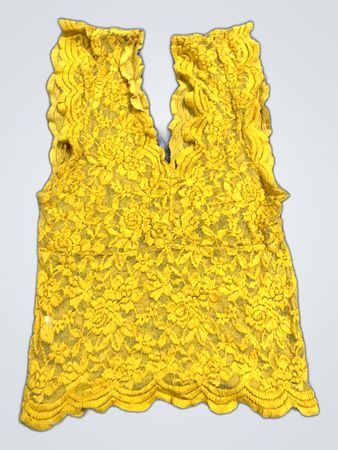 Yellow Lace Sheer Blouse