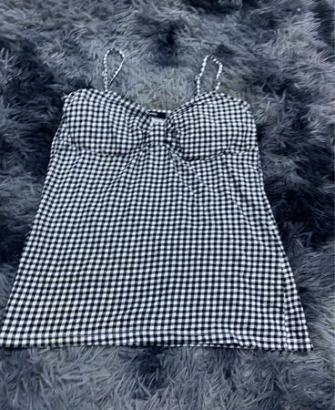 Black and White Checkered Crop Camisole