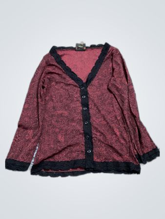 Zara Maroon Lace Trim Cardigan