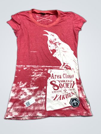 Area Closed Violent Society Yakuza Printed T-Shirt